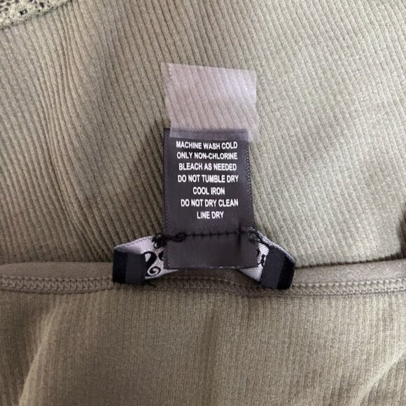 Self Esteem Y2K Lace Trim Ribbed Green Tank Top Size XS Cropped 90s Boho Casual - Picture 7 of 9